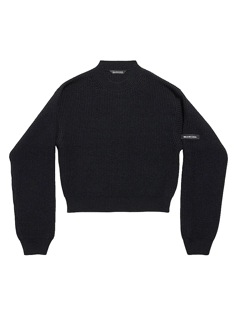 Patch Cropped Sweater