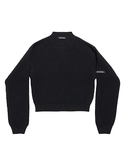 Patch Cropped Sweater