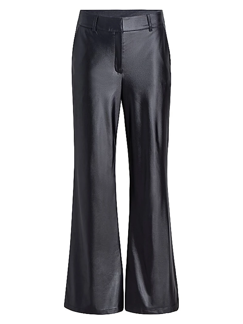 Matte Metallic Wide-Leg Trousers