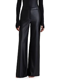 Matte Metallic Wide-Leg Trousers