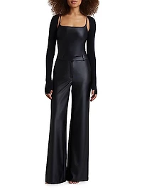 Matte Metallic Wide-Leg Trousers