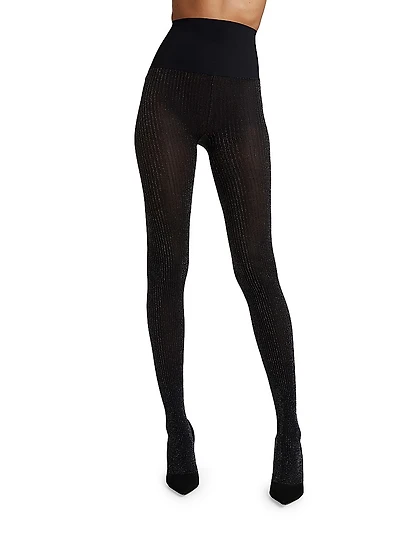 Sparkle Rib-Knit Semi-Opaque Tights