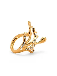 24K-Gold-Plated & Crystal Coral Drops Ring