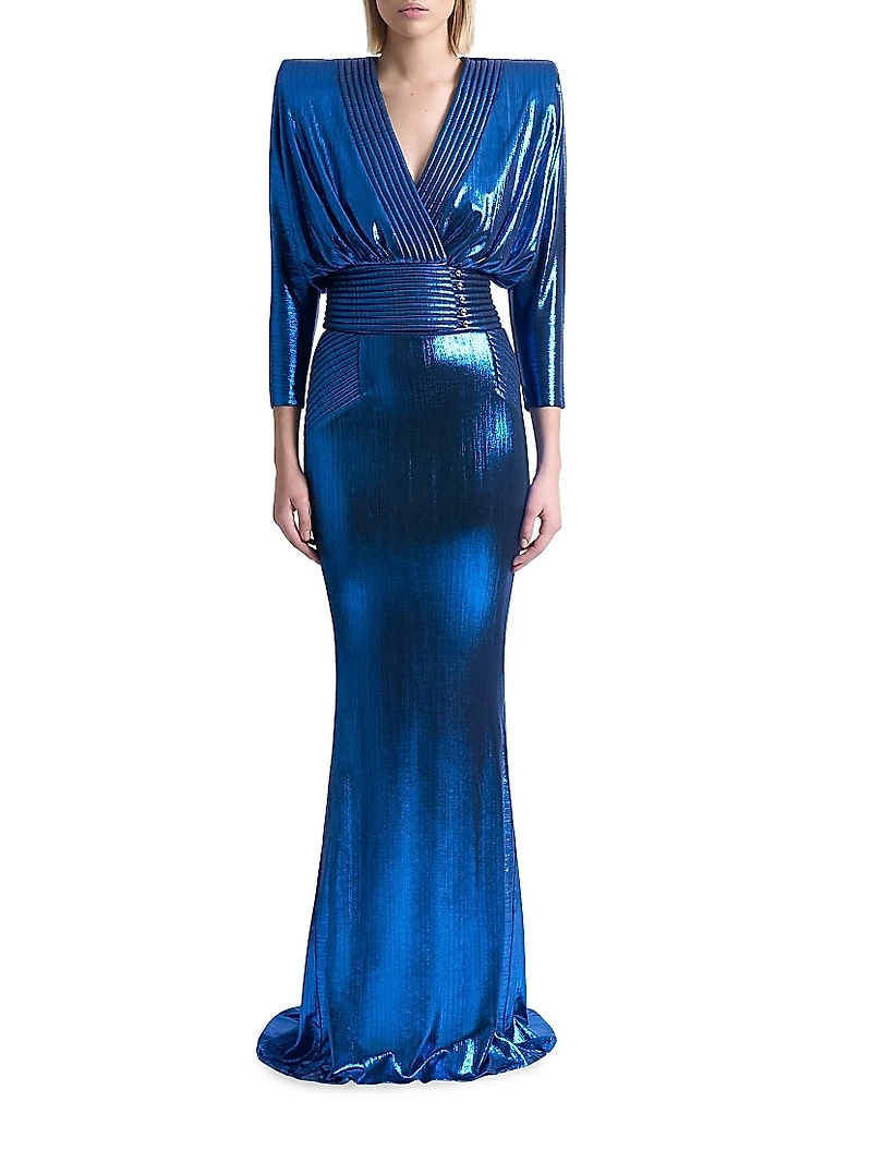 I'm Her Man Metallic Jersey Gown