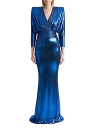 I'm Her Man Metallic Jersey Gown