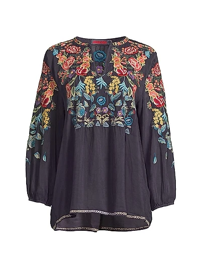 Brucie Embroidered Peasant Blouse