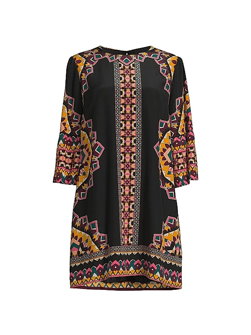 Lunna Geometric Silk Shift Minidress