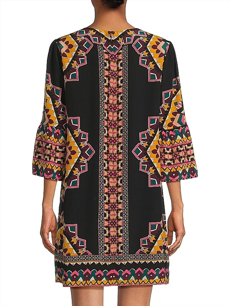 Lunna Geometric Silk Shift Minidress