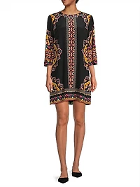 Lunna Geometric Silk Shift Minidress