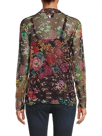 Mazzy Embroidered Floral Button-Front Blouse