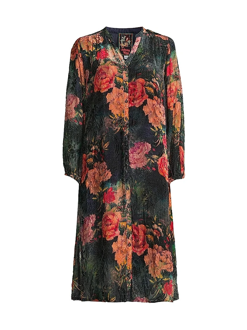 Renna Burnout Velvet Midi-Dress