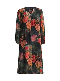 Renna Burnout Velvet Midi-Dress