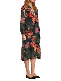 Renna Burnout Velvet Midi-Dress