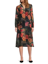 Renna Burnout Velvet Midi-Dress