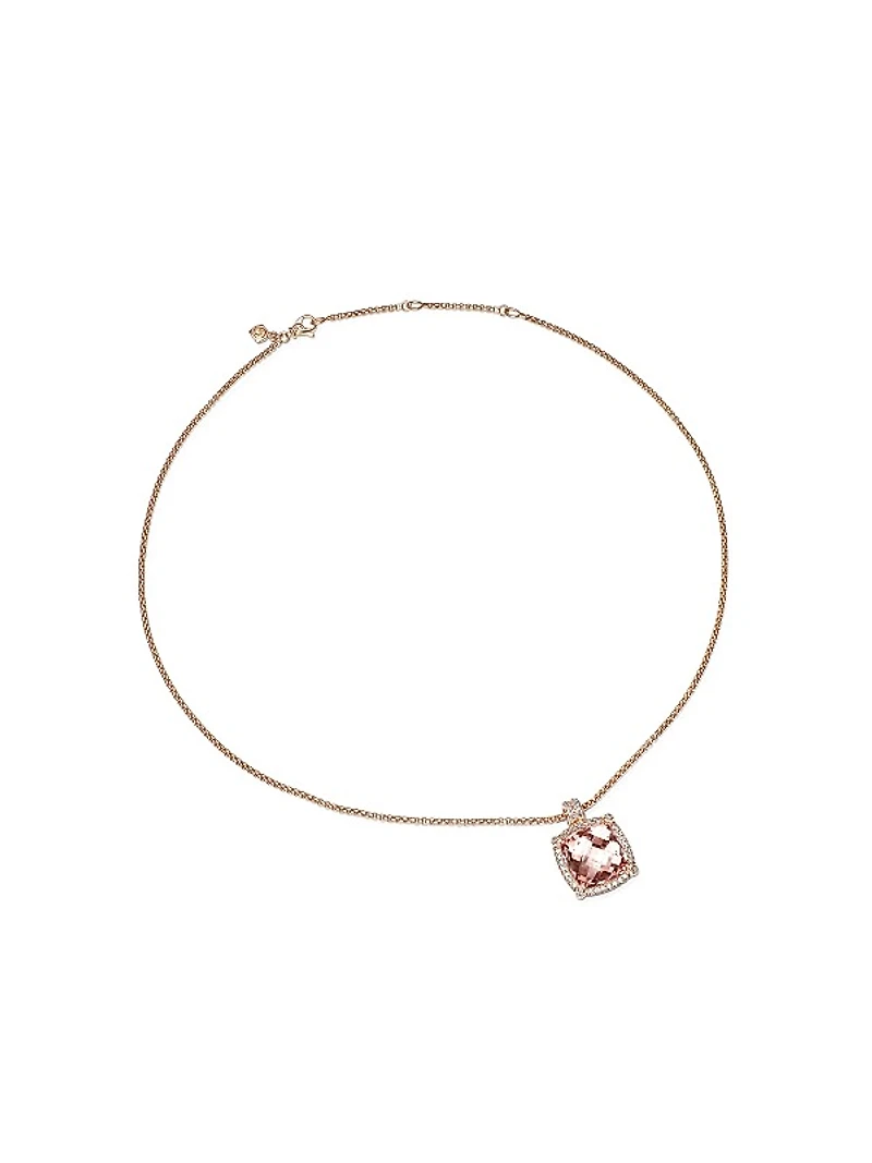 Chatelaine Pavé Bezel Pendant Necklace in 18K Rose Gold