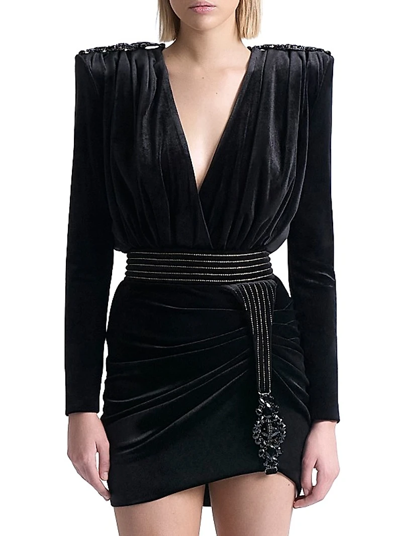 Roxy Rumbles Embellished Velvet Minidress