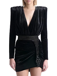 Roxy Rumbles Embellished Velvet Minidress