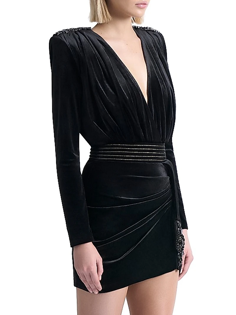 Roxy Rumbles Embellished Velvet Minidress