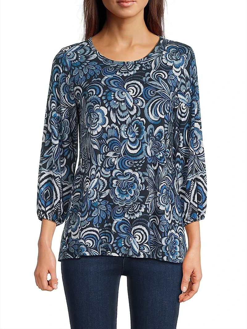The Janie Favorite Puff-Sleeve Knit Shirt