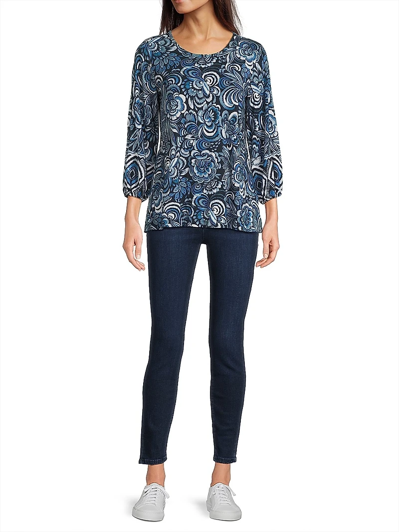 The Janie Favorite Puff-Sleeve Knit Shirt