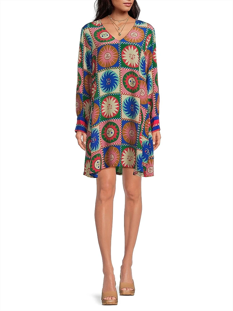 Lionora V-Neck Silk Swing Dress