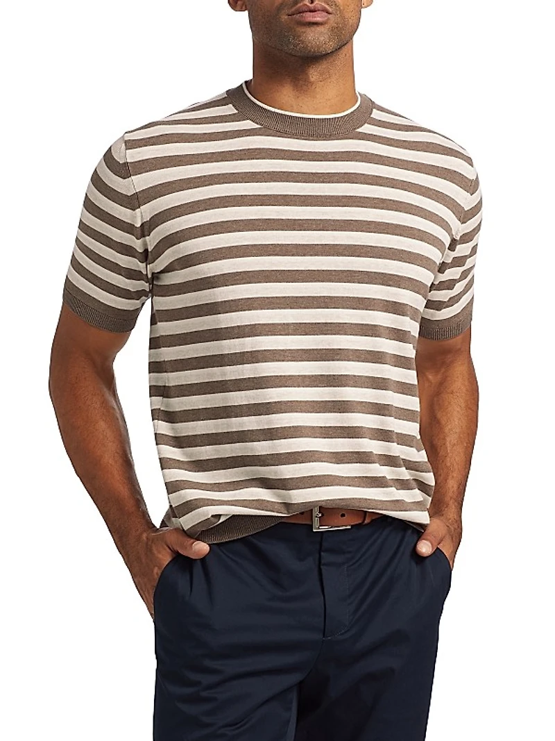 COLLECTION Striped Cotton Knit Crewneck T-Shirt