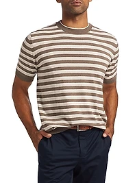 COLLECTION Striped Cotton Knit Crewneck T-Shirt