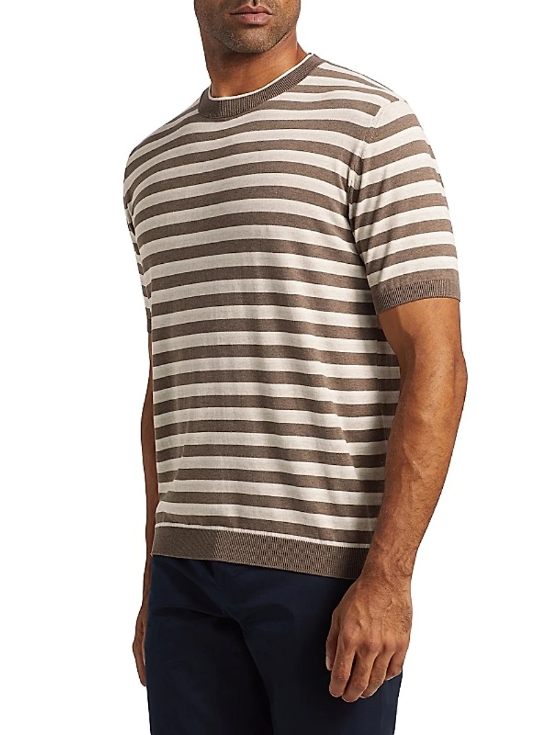 COLLECTION Striped Cotton Knit Crewneck T-Shirt