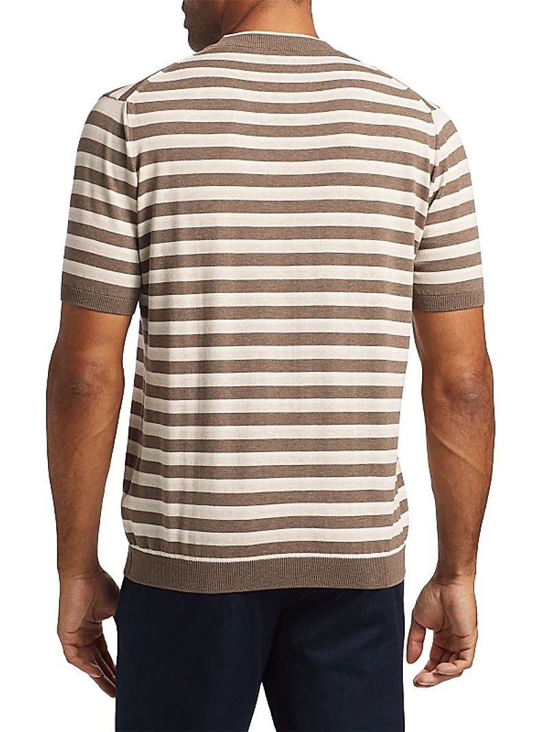 COLLECTION Striped Cotton Knit Crewneck T-Shirt