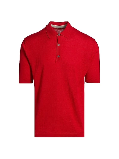 Solid Linen Polo Shirt