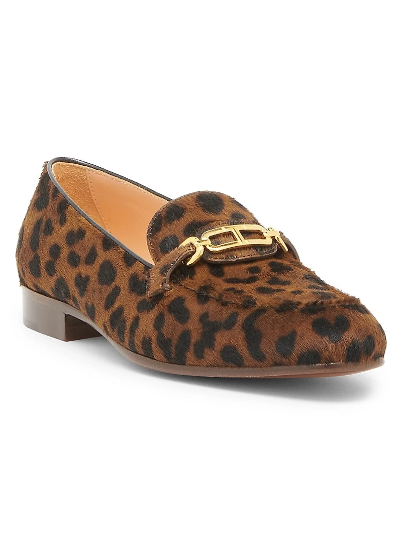 Leopard-Print Calf Hair Loafers
