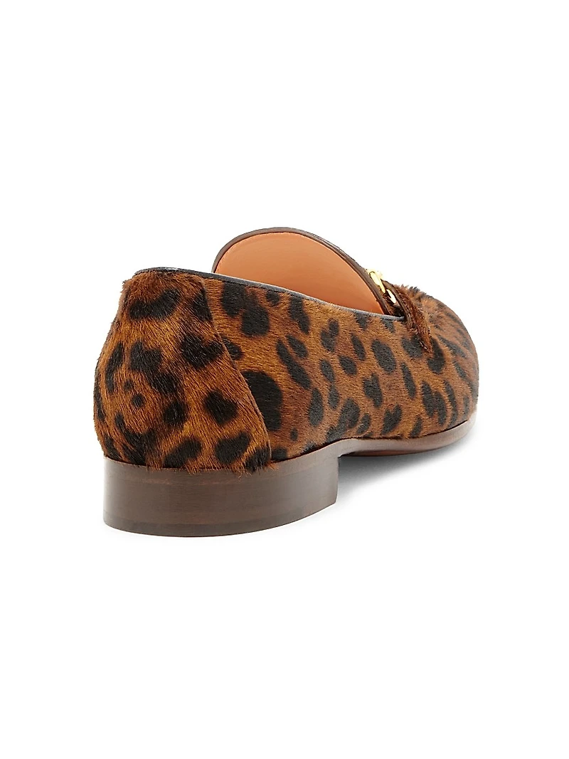Leopard-Print Calf Hair Loafers