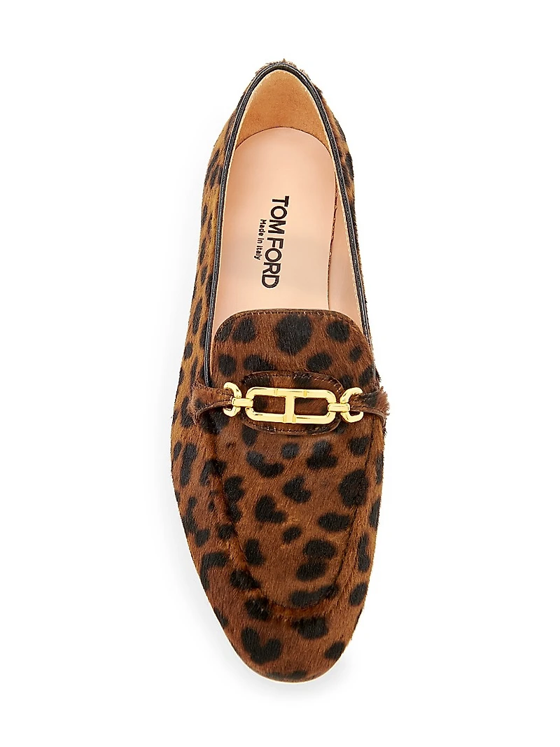Leopard-Print Calf Hair Loafers