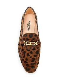 Leopard-Print Calf Hair Loafers