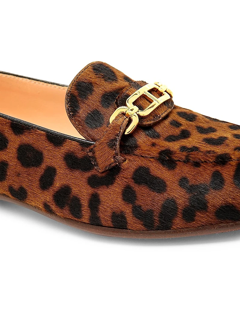 Leopard-Print Calf Hair Loafers