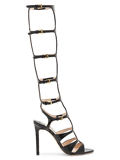 Tejus 130MM Knee-High Printed Leather Sandals