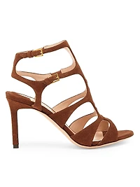 85MM Suede Caged Stiletto Sandals