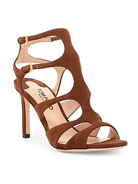 85MM Suede Caged Stiletto Sandals