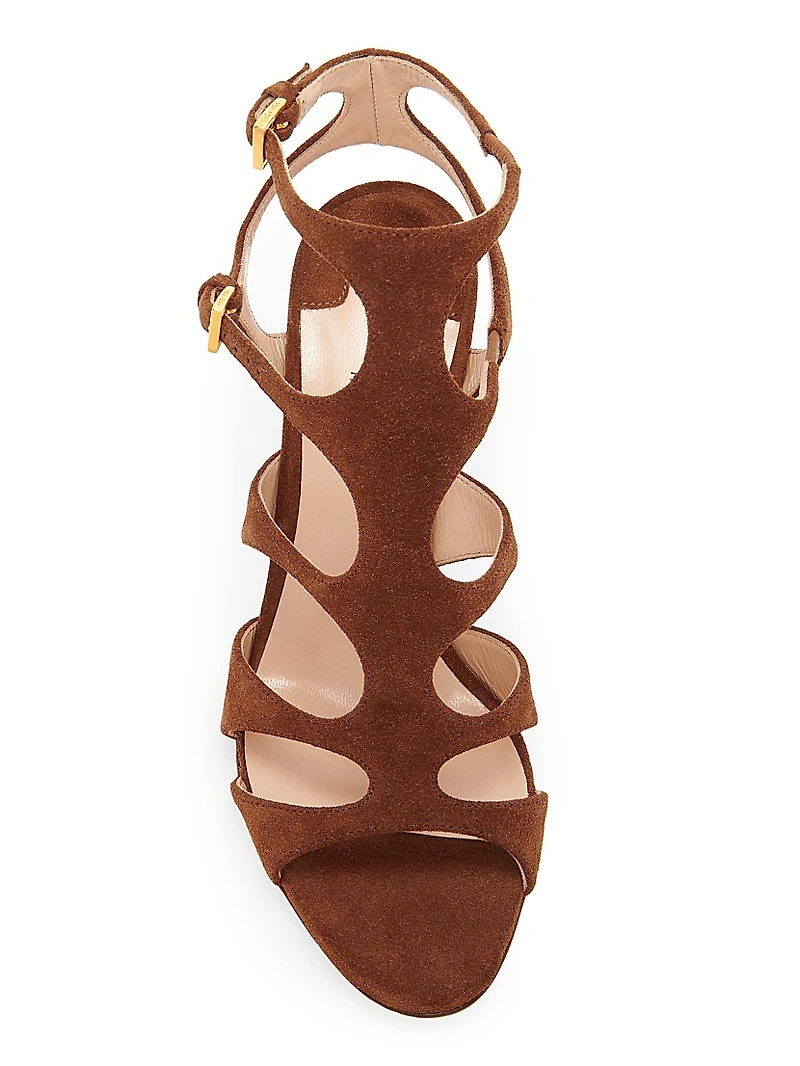 85MM Suede Caged Stiletto Sandals