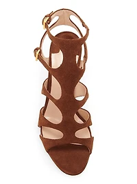 85MM Suede Caged Stiletto Sandals