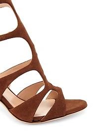 85MM Suede Caged Stiletto Sandals
