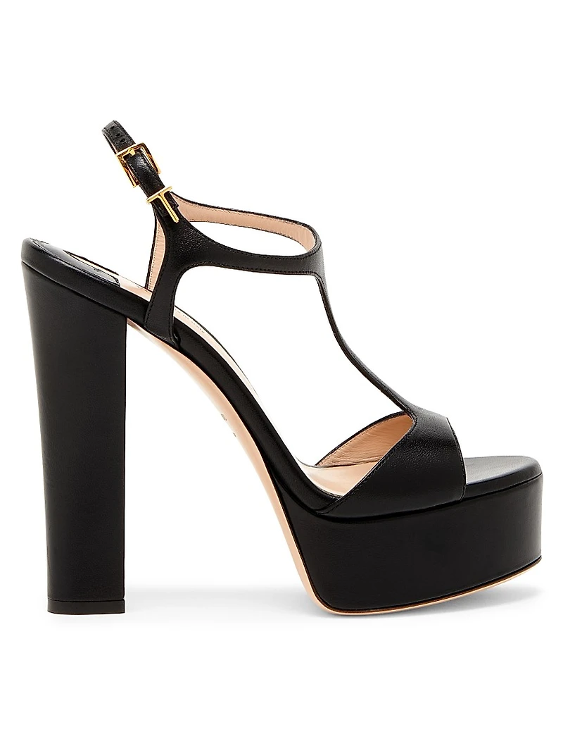 130MM Leather Platform Sandals