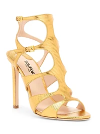 105MM Laminated Printed Lizard Leather Sandals