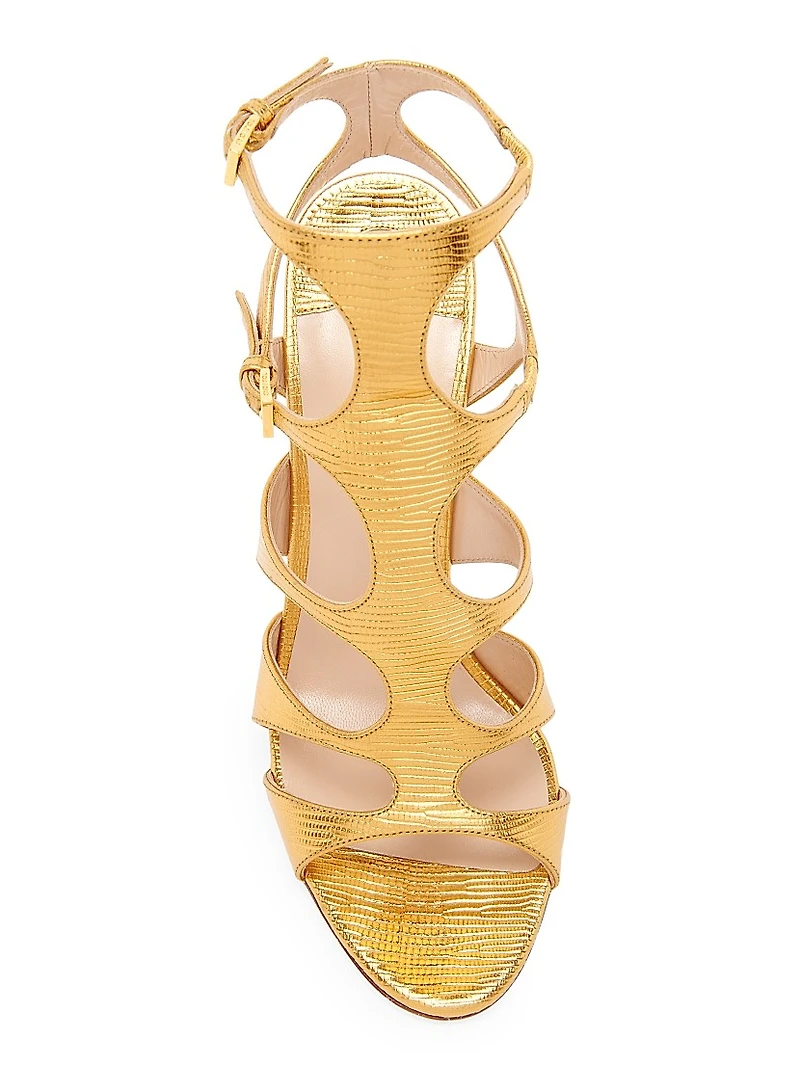 105MM Laminated Printed Lizard Leather Sandals