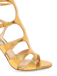 105MM Laminated Printed Lizard Leather Sandals