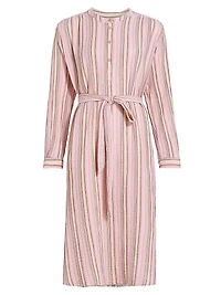 Kylie Striped Tie-Waist Midi-Dress
