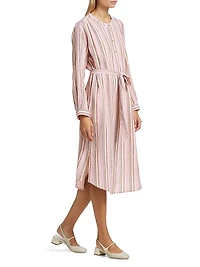Kylie Striped Tie-Waist Midi-Dress