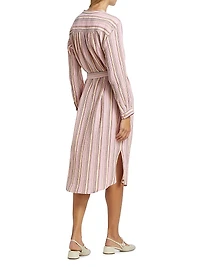 Kylie Striped Tie-Waist Midi-Dress
