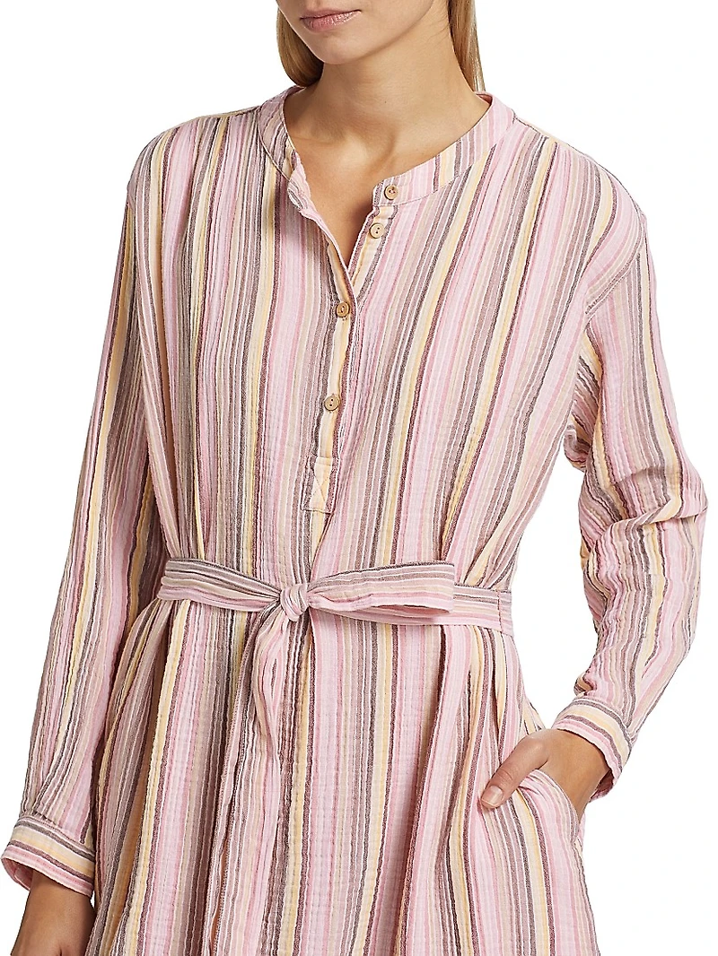 Kylie Striped Tie-Waist Midi-Dress