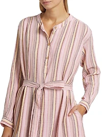 Kylie Striped Tie-Waist Midi-Dress